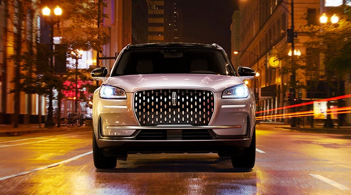 The striking grille of a 2024 Lincoln Corsair® SUV is shown. | Covert Lincoln Austin in Austin TX