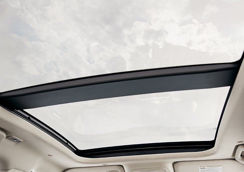 The available panoramic Vista Roof® is shown from inside a 2024 Lincoln Corsair® SUV. | Covert Lincoln Austin in Austin TX