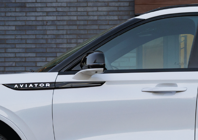 The driver’s door of a white 2025 Lincoln Aviator® SUV is showcased. | Covert Lincoln Austin in Austin TX