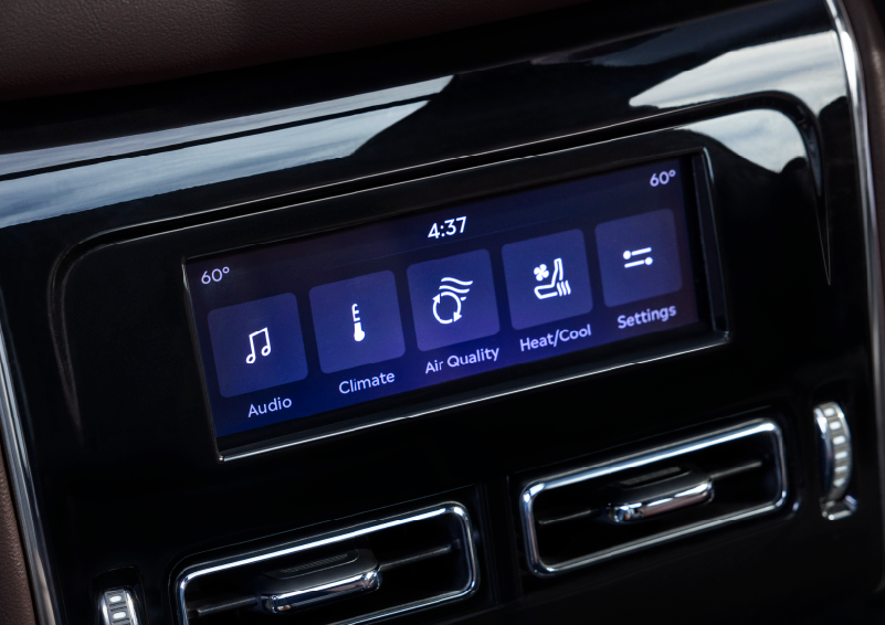 Driver controls like music, temperature, air quality, settings, and heat/cool seats are shown. | Covert Lincoln Austin in Austin TX